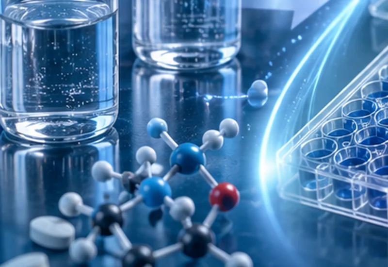A small molecule beside drug vials